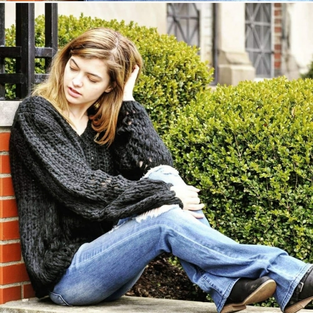 Love Riche black chunky knit sweater Medium